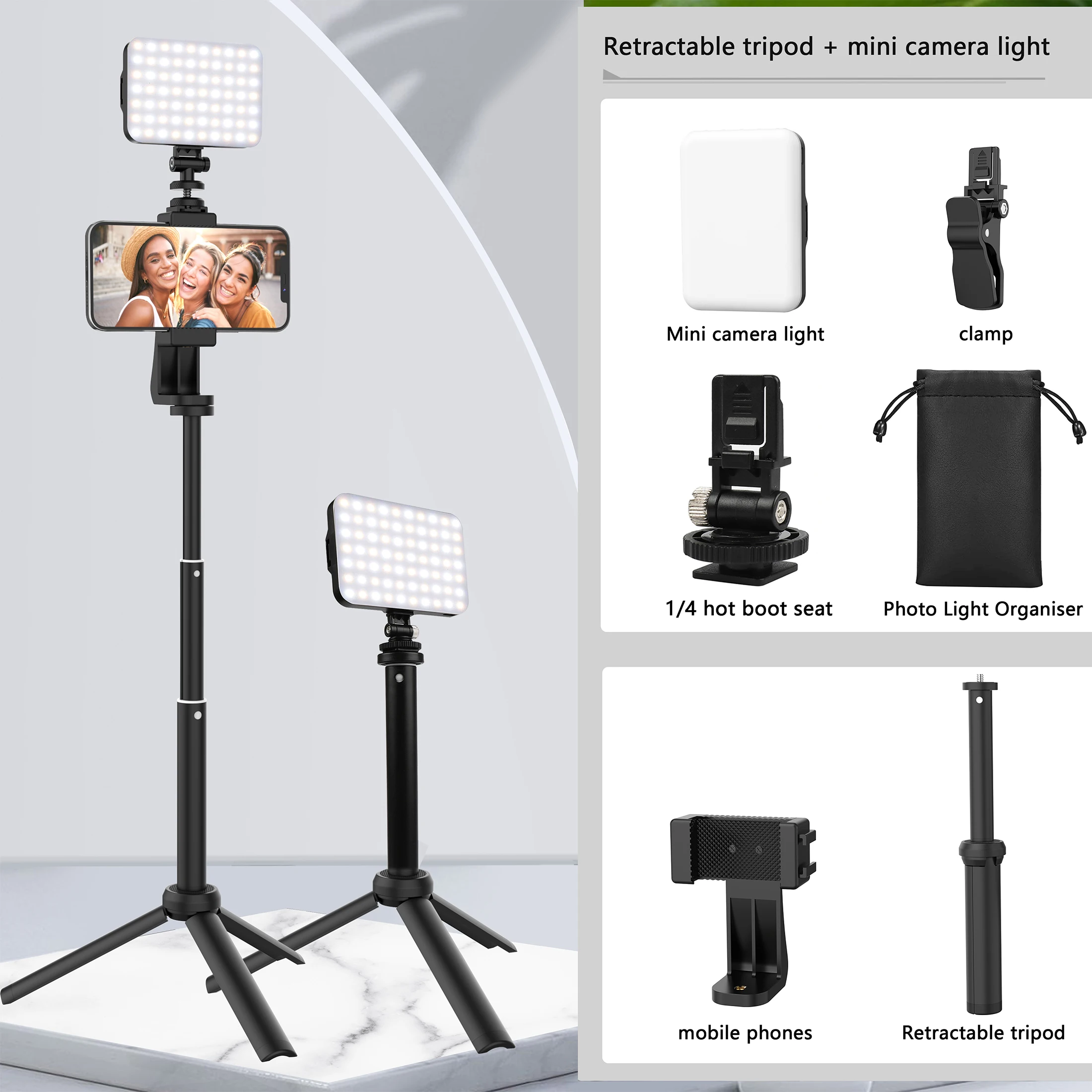 Selfie-Licht, aufsteckbares LED-Licht mit Stativ für Laptop, Tablet, Computer, Telefon, für Selfie, Videokonferenz, Zoom, Fotografie, Make-up Image
