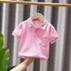 Mode Kinder Jungen Mädchen rosa Polos hirts lässig solide atmungsaktive Baumwolle T-Shirt