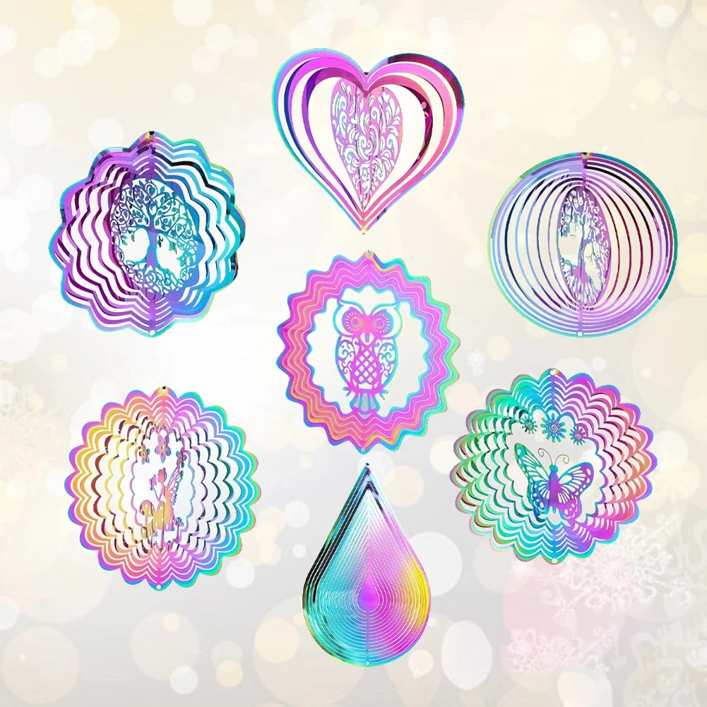 Farbverlauf Farbe Wind Spinner Fänger Edelstahl 3d fließenden Lichteffekt Wind Glockenspiel Teile Outdoor Garten Hof hängen Dekor