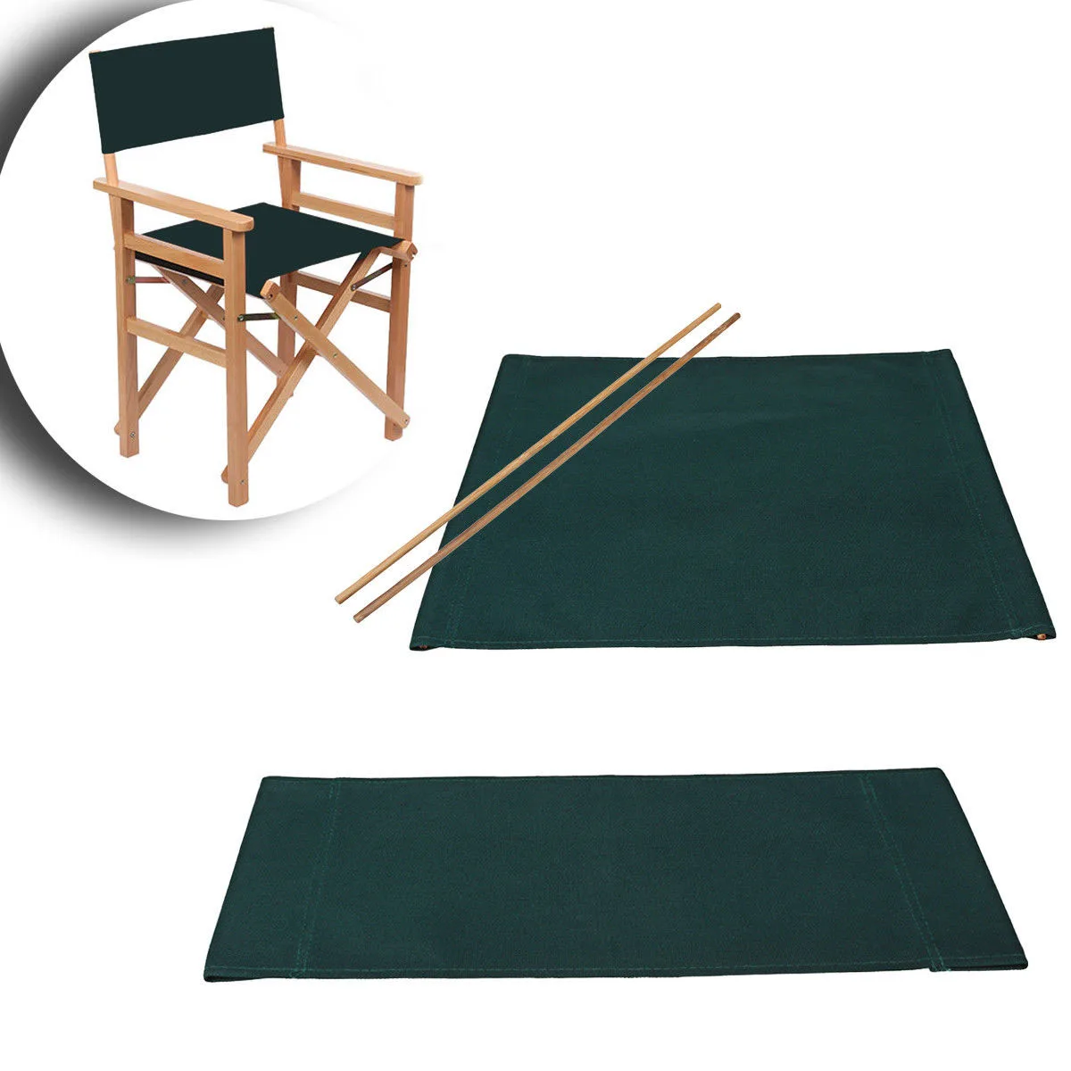 2 stücke Dunkelgrün Leinwand Rückenlehne Sitz Tuch Für Kreuz Klapp Direktor Stuhl Freizeit Hocker Sitz Outdoor Camping Angeln Leinwand Image