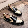 Modische formelle Herrenschuhe, leichte Outdoor-Loafer, dicke Sohle, verschleißfeste Lederschuhe, Schwarz, Gold und Silber, Größen 38–48