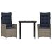 Vidaxl 3 Piece Patio Dining Set w/ Cushions Poly Rattan, Square Table Metal in Black/Blue/Gray | 31.5 W x 31.5 D in | Wayfair 3213304