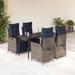 Vidaxl 5 Piece Patio Dining Set w/ Cushions Poly Rattan, Rectangular Table Metal in Black/Blue/Gray | 55.1 W x 27.6 D in | Wayfair 3213478