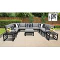 kathy ireland Homes & Gardens Madison Ave. 12 Piece Outdoor Aluminum Patio Furniture Set 12g in Slate - TK Classics Madison-12G-Grey