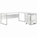 Bush Business Furniture Hybrid 72W x 30D L Shaped Table Desk with Mobile File Cabinet in White - Bush Business Furniture HYB028WHSU