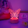 USB touch RGB 7 colori luce notturna luce notturna 3D farfalla rosa adatta per camere da letto