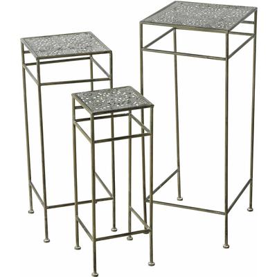 Eisen Pflanzenständer grün - 3er Set - 75, 65 und 55 cm - Metall Beistell Tisch Blumen Topf Ständer Image