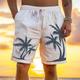 Men's Shorts Linen Shorts Summer Shorts Beach Shorts Drawstring Elastic Waist Print Graphic Prints Comfort Breathable Short Daily Vacation Going out 40% Linen Fashion Hawaiian White