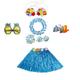 Hawaiian 40CM Straw Grass Dress Upgraded with Enlarged Flower wreath Set of Four Pieces for Stage Dressing
