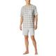 Schiesser Herren Schlafanzug kurz V-Ausschnitt-Nightwear Set Pyjamaset, grau-Mel_181161, 54