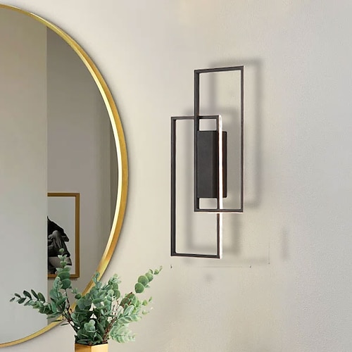 Lightinthebox LED-Wandleuchten für den Innenbereich, schwarz, rechteckig, Doppelleuchte, Wandleuchte, moderne LED-Wandbeleuchtung aus Metall für Schlafzimmer, Esszimmer, Nachttischlampe, Wohnzimmer Image