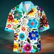 Blumenmuster Modisch Designer Brautkleider schlicht Herren Hemd Hawaiihemd Sommerhemd Grafik-Shirt Outdoor Strasse Normal Sommer Frühling Kubanisches Halsband Blau Purpur Grün S M L Hemd