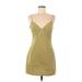 Shein Casual Dress - Party Plunge Sleeveless: Green Print Dresses - Women's Size Medium