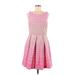 Just... Taylor Casual Dress - A-Line Boatneck Sleeveless: Pink Stripes Dresses - Women's Size 8