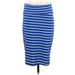 Lularoe Casual Pencil Skirt Knee Length: Blue Stripes Bottoms - Women's Size Small