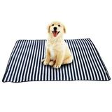 Double Side Plush Soft Comfortable Warm Double Side Pet Blanket Sleeping Bed Mat Pad Cushion Supplies for Cats Small DogsBlue Stripe M