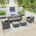 CHYVARY 5-Piece Patio Sofa Set Gray Rattan Outdoor Furniture Set Three-Seat Sofa Ottomans Suiting Backyard Poolside and Patio Light Gray