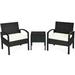 Resenkos Rattan Wicker Patio Conversation Furniture Set Loveseat with Built-in Coffee Table and Cushions