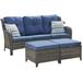 Outdoor Furniture Set 5-Piece Patio Rattan Wicker Sectional Sofa Set with 3-Seat Couch 2 Armchairs 2 Ottoman Footrests for Patio Conversation (5 PC Brown/Grey)