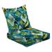 2-Piece Deep Seating Cushion Set Watercolor tropical leaves palm trees geometric shapes seamless Outdoor Chair Solid Rectangle Patio Cushion Set