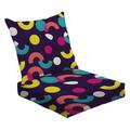 2-Piece Deep Seating Cushion Set Flat texture geometric shapes Multicolored geometric Outdoor Chair Solid Rectangle Patio Cushion Set