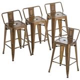 Changjie Furniture Metal Barstools Set of 4 Industrial Bar Stools Counter Stools with Backs Indoor-Outdoor Counter Height Bar Stools (30 inch Matte Black)