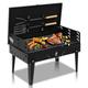 Portable Square Charcoal Grill Foldable Barbecue Grill with Adjustable Height & Wind-Blocking Lid Cast Iron Grill for Outdoor Parties Beach BBQs