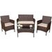 YFENGBO 4 Pieces Outdoor Patio Set PE Rattan Wicker Chairs Balcony Lawn Porch Patio Sets with Beige Cushion and Table (Brown)