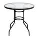 Zimtown 31.5 In Outdoor Glass Table Patio Round Table Dining Table with Tempered Glass Tabletop for Indoor Steel Frame for Yard Lawn Porch Balcony