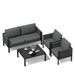 4PCS Metal Patio Furniture Set Aluminum Cushioned Patio Furniture Conversation with Glass Coffee Table Metal Cushions Couch Outdoor Sectional Balcony Sofa Outdoor