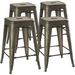 YFENGBO 24 Inch Stools for Kitchen Counter Height Indoor Outdoor Metal Rustic Gunmetal Wooden Seat