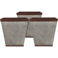 HDR-046851 16 Inch Square Rustic Resin Indoor Outdoor Garden Planter Urn Pot for Flowers Herbs and Flowers (3 Pack)