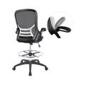 High-Back Mesh Ergonomic Drafting Chair Tall Office Chair Standing Desk Stool with Adjustable Foot Ring and Flip-Up Arms