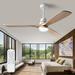 42 Wood Ceiling Fans with Lights and Remote Quiet Reversible DC Motor and 3 Color LED Light 3 Blades 6 Speed Ceiling Fan for Farmhouse Living Room Bedroom Dining Room Workroom Study