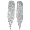 Tassel Rhinestone Earrings Silver Dangling Long Chandelier Fringe Earring Sparkly Dangle Drop Earrings Vintage Wedding Prom Party Jewelry for Women