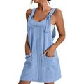 IDALL Summer Dresses Sundresses for Women Women Soild Pinafore Square Apron Garden Work Pinafore Dress Suspender Dress Beach Dress Petite Dresses Womens Dresses Light Blue Dress L