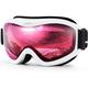 JULI Ski Goggles Snow Snowboard Goggles for Men Women Snowmobile Skiing Skating White Frame Vermillion Red(vlt 38%) Lens Adult