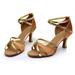 Ecqkame Women s Middle Heels Shoes Clearance Girl Latin Dance Shoes Med-Heels Satin Shoes Party Tango Dance Shoes Brown 36