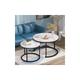 Yozhiqu - Table ronde, lot de 2 tables basses avec cadre en métal noir, tables d'appoint design,