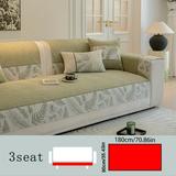 ACMDL 1pc Chenille Leaf Striped Anti-cat Scratch Sofa Cover - Stains Resistant Universal Couch Cover - Simple Modern Rustic Style Home Decor