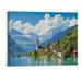 Fenyluxe Brienz Switzerland Village Houses Lake Mountains Natural landscape Poster Home Wall Art Decor Canvas Painting Picture Print Bedroom Living Room Decor (Framed 20x16 Inch)