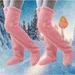 Herrnalise Christmas Gifts Women s 2 Pairs High Fuzzy Socks Over Knee Winter Leg Warmers Plush Slipper Socks For Women Christmas Home Sleeping