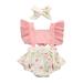 JGTDBPO Newborn Romper Jumpsuit For Baby Girl Bodysuit+Headband Print Halter Romper Floral Jumpsuit Romper Ruffle Sleeveless Infant Summer Playsuits Clothes