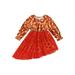 Emmababy Adorable Toddler Halloween Dress with Pumpkin Print and Tulle Patchwork