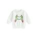 Toddler Baby Boys Christmas Sweatshirts Long Sleeve Portrait Green Monster Print Pullover Crew Neck Tops