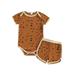 Emmababy Short Sleeve Printed Onesie + Shorts Set for Toddler Baby Boys