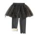 Little Girls Leggings Pants with Tutu Skirts Kids Footless Tights Toddler Girls Fleece Lined Warm Thick Pantskirt Pants Tights