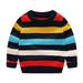 Bnwani Boys Christmas Sweater Black Size 7-8 Years Winter Boys Girls Stripe Round Neck Pullover Classic Sweater