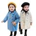 Esaierr 1-9 Years Girls Wool Blend Coats Jacket for Toddler Kids Long Sleeve Double Breasted Trench Jacket Button Fashion Clip Cotton Coats Outwear