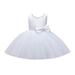 NIUREDLTD Flower Girl Dress Long Princess Wedding Round Collar Pearl Set Sleeveless Front And Back Bow A Line Dress Wedding Party Princess Dress Pageant Gown For Toddler Grils White Size 70